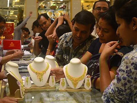 People buying Gold jewellery at a shop during the Diwali festival. This year’s Diwali has become the most expensive festive season for gold buyers in the UAE.
