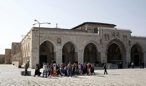 A group of American Jewish colonists visit Al Haram Al Sharif, in occupied east Jerusalem