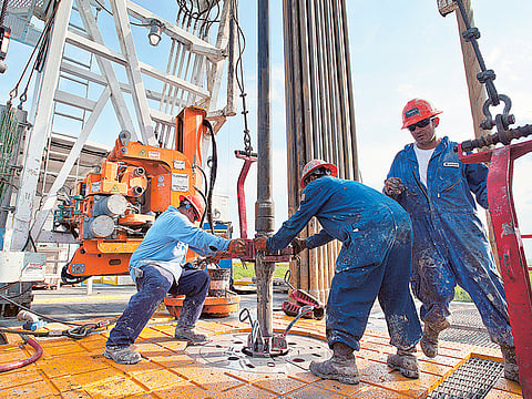 Orion Drilling Co.’s Perseus drilling rig in Texas. US producers have yet to show any meaningful signs of returning to growth in the shale patches from Texas to North Dakota.
