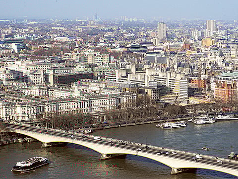An areal view of the London city.