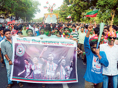 Mohun Bagan Club enjoys a huge fan base in India, as it's evident from a victory posession of their supporters after their team won the I-League in 2015.