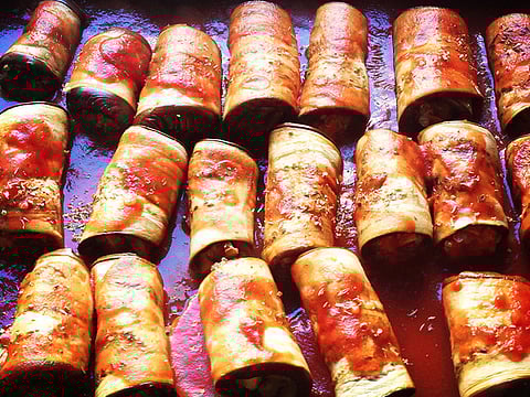 #VeganWednesday Lunch - Eggplant rolls with quinoa stuffing