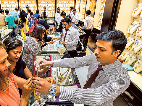 Customers buying gold in Dubai.