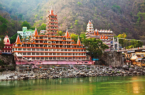 The Ganges flows through the quaint city of Rishikesh