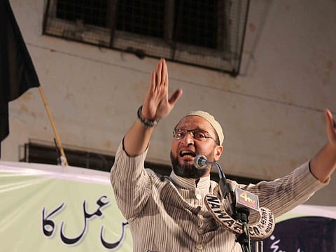 Asaduddin Owaisi addresses a public rally in Nalgonda of Telangana (File)