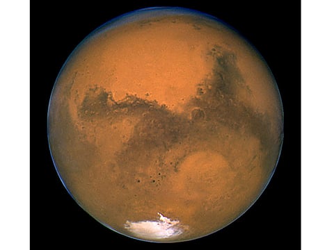 The planet Mars is seen in an image from NASA's Hubble Space Telescope taken August 27, 2003.
