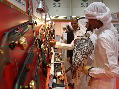 Visitors check out hunting equipment at the last edition of Adihex in 2019.
