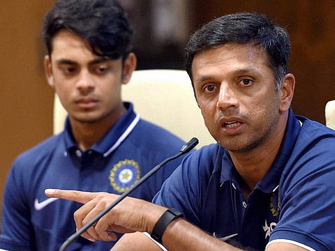 Ishan Kishan (left), then the Under-19 India captain, with erstwhile head coach Rahul Dravid during his youth cricket days. Mumbai Indians have won him in the IPL auction with a staggering $ 2 million price tag.