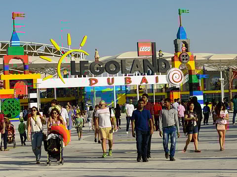 Visitors enjoying a day out at Legoland at Dubai Parks & Resorts