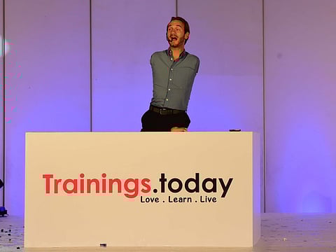 Limbless speaker Nick leaves UAE students speechless