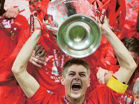 Steven Gerrard’s finest hour came in Istanbul in May 2005, when he inspired Liverpool against AC Milan in the Champions League final to win the club’s fifth European Cup.