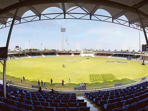 A panoramic view of Sharjah Cricket Stadium, which has hosted the highest number of One-day Internationals in history. The role of local scorers in documenting the scoresheets of each game often go unnoticed by the cricket lovers.