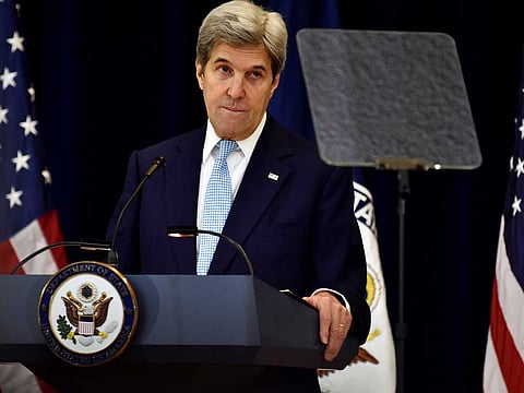 U.S. Secretary of State John Kerry delivers remarks on Middle East peace at the Department of State in Washington.