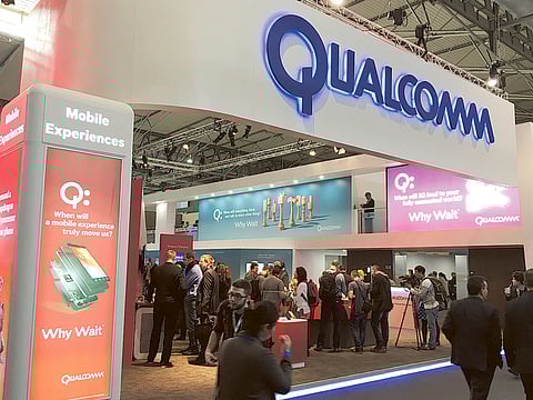 A Qualcomm pavilion at a tech exhibit in Barcelona. The leading chip-maker has launched its latest premium mobile platform called Snapdragon 8 Gen 2.