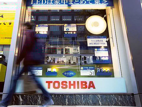Toshiba Corp products on display in Tokyo.