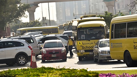 Dubai Police cautioned motorists to give way to school buses, allow pupils the right of way at zebra crossings and to not speed in school zones.