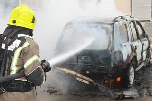 Motorist escapes unhurt as car catches fire