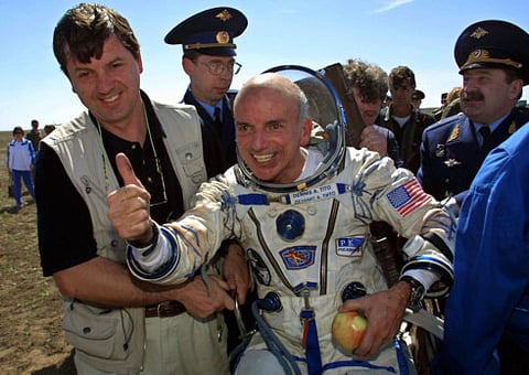 May 6, 2001: Space tourist Tito returns from space station