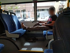 Seats are for sitting, not resting your feet