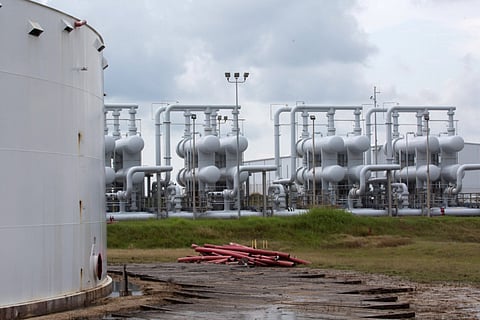 An oil storage tank at the Strategic Petroleum Reserve in Freeport, Texas, US. The American Petroleum Institute reported crude supplies fell by 7.69 million barrels last week.