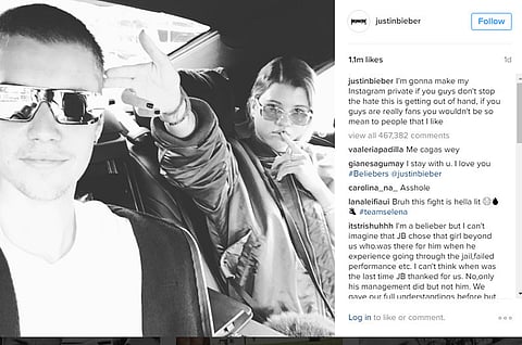 Bieber threatens to make Instagram account private