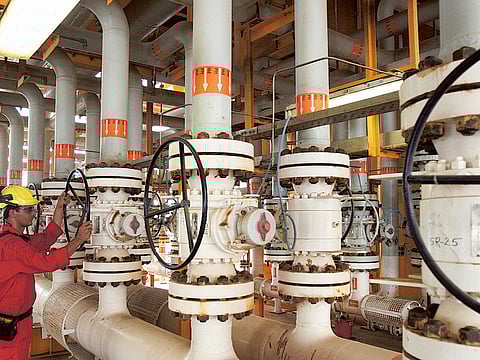 Oil flow being adjusted at the Soroush oil field south of Tehran.