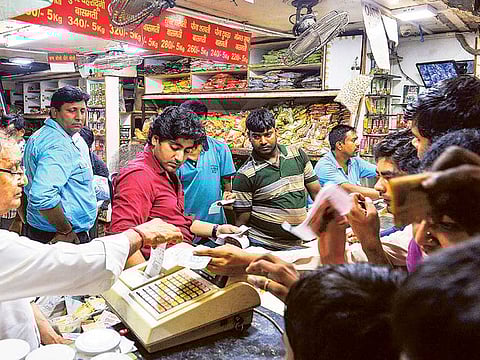 A shop in the old quarters of New Delhi. While the government is taking all possible steps to contain the outbreak, the worst-hit sectors such as real estate, aviation, hospitality remain hopeful of significant GST-related relief.
