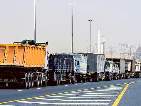File photo of heavy vehicles on Emirates Road, for illustrative purpose only