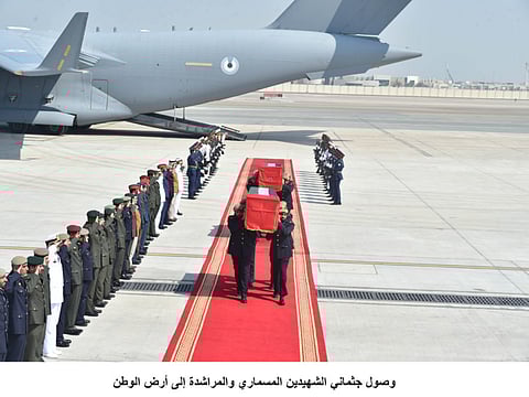Bodies of two Emirati martyrs arrive in UAE