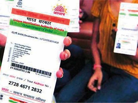 An Aadhar card.
