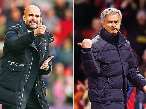 The matching of wits between Manchester City's Pep Guardiola (left) and Jose Mourinho of Tottenham Hotspur lacks the fizz of their highly billed 2016 clash.