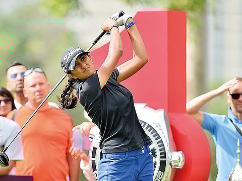 Aditi Ashok in action at the Omega Dubai Ladies Classic four years back.