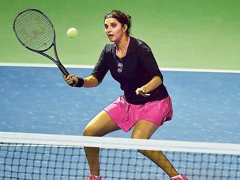 Sania Mirza in action at the Dubai Duty Free Tennis Championships, where she always commanded a huge fan following.