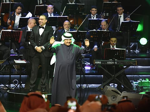 Saudi singer Mohammed Abdu performs during a concert in Riyadh.