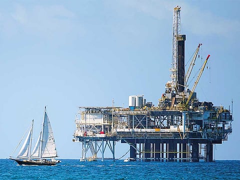 An offshore oil platform. Oil rose toward $46 a barrel as vaccine breakthroughs and expectations OPEC+ will delay ramping up production spurred demand optimism.