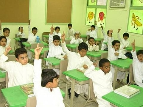 Students at an elementary school in Saudi Arabia.