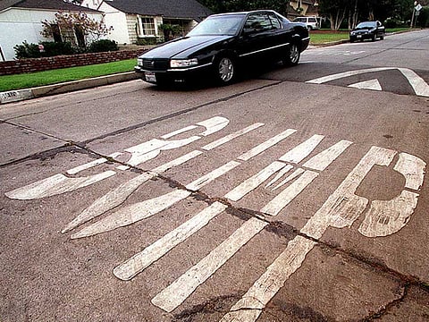 Speed bump. For illustrative purposes only.