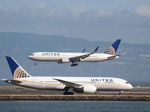 File: A United Airlines Boeing 787 taxis as a 767 lands at San Francisco International Airport, San Francisco, California, US on February 7, 2015.
