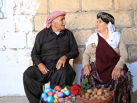 Yazidis attend the Yazidi New Year celebrations in the village Sharya on the outskirts of Dohuk province, Iraq