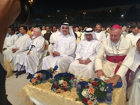 Bishop Paul Hinder with leaders representing the UAE government during the 50th anniversary celebrations of St Mary's Church Dubai.