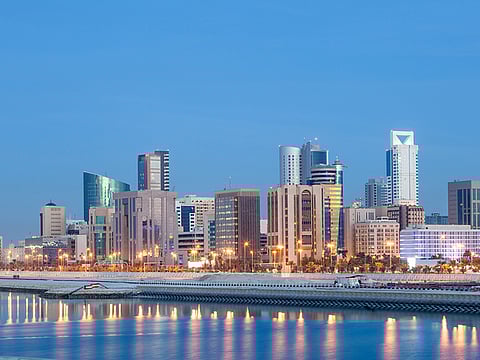 The skyline of Manama city, capital of Bahrain.