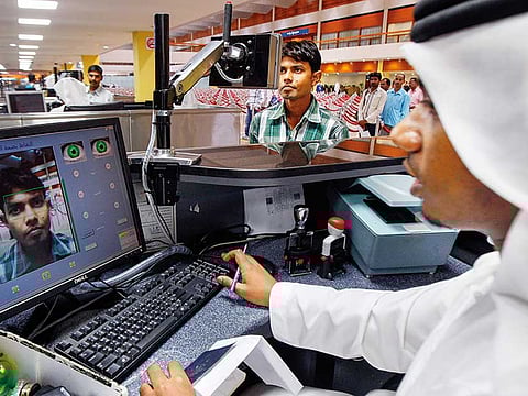 A passenger undergoes facial scanning on arrival at the passport control area at Dubai International Airport. Biometric technology is proving to be a big hit worldwide as it is a time-saving yet efficient process. Picture used for illustrative purposes only.