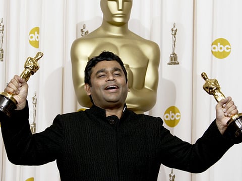 AR Rahman holds the Oscars for best original score and for best original song 'Jai Ho'.