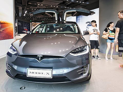 A Tesla Model X at the company’s showroom in Shanghai. In May, Elon Musk flagged concerns about India’s local sourcing norms before the government clarified some of them in a tweet.
