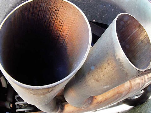 Exhaust pipes of a diesel car. Picture for illustrative purposes only.