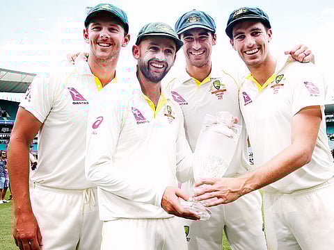 From left: Australian bowlers Josh Hazlewood, Nathan Lyon, Mitchell Starc and Pat Cummins spoke up against the insinuations that bowlers were complicit to the plan to rough up the ball in South Africa, an episode which is now referred to as 'Sandpapergate.'