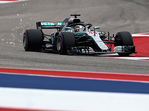 Lewis Hamilton of Great Britain driving the (44) Mercedes AMG Petronas F1 Team Mercedes WO9 on track during final practice for the United States Formula One Grand Prix at Circuit of The Americas on October 20, 2018 in Austin, United States.