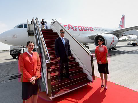 Adel Ali, Air Arabia's chief executive officer with the airlines' newly branded Airbus A320 aircraft.