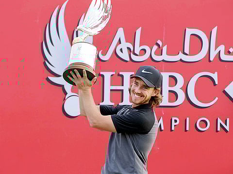 Tommy Fleetwood after winning the Abu Dhabi HSBC Golf
Championship 2017.