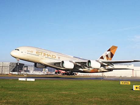 An Etihad Airways Airbus 380. Etihad also plans to operate scheduled flights to 42 destinations, including major cities in North America, Europe, Asia and Australia.